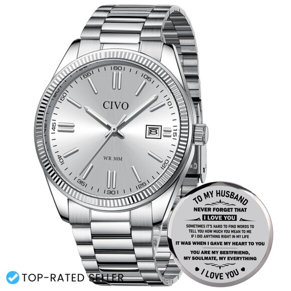 Classic Stainless Steel Analog Watch Minimalist Dress Timepiece for Men